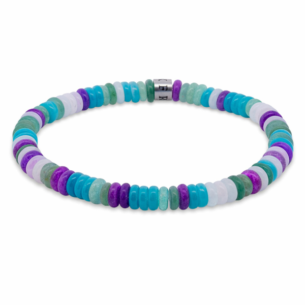 Frank 1967 Armband Disc Beads Edelstahl IPS - Grün, Weiß, Blau, Lila