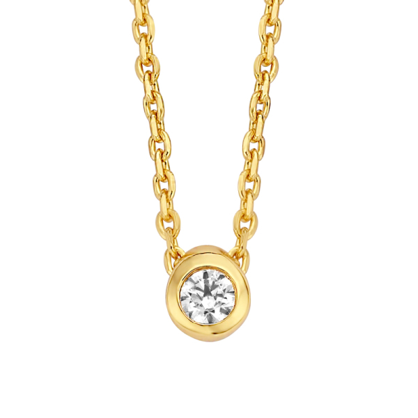 Collier mit Zirkonia Silber 925 vergoldet - 3mm - Kugelkette 38+5cm