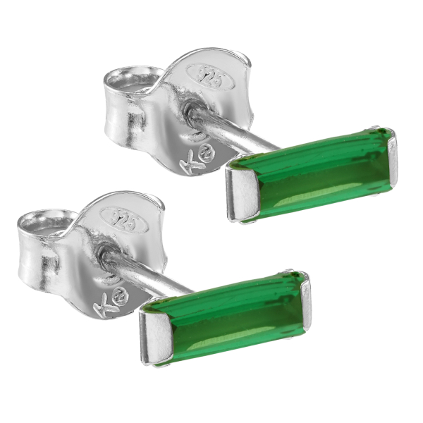Ohrstecker mit Zirkonia smaragdgrün Silber 925 - 7x3mm