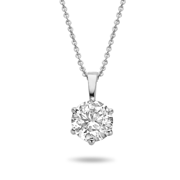 Collier mit Anhänger Zirkonia Weißgold 585 - 6mm, 6 Stotzen