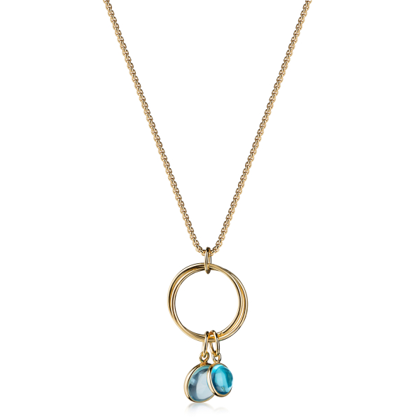 Collier mit Quarz Cabochon Silber 925 vergoldet - Blauer Quarz, 3 Milliemes Vergoldung - Bild 2