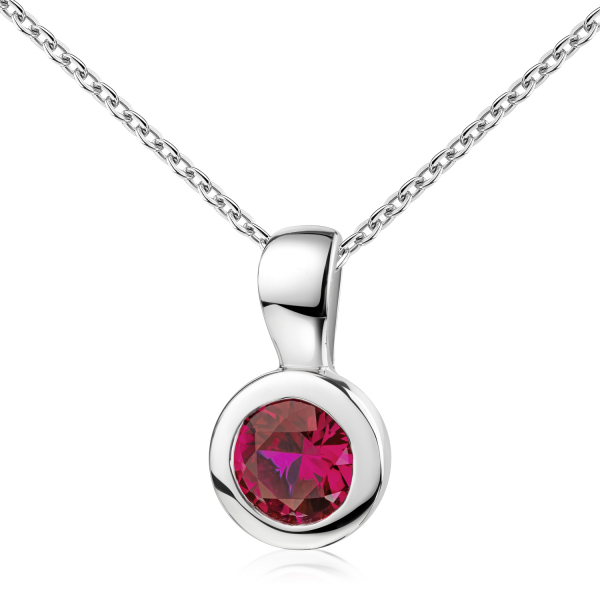 Anhänger Zirkonia Rot Silber 925 rhodiniert - Ø 7mm - Bild 2