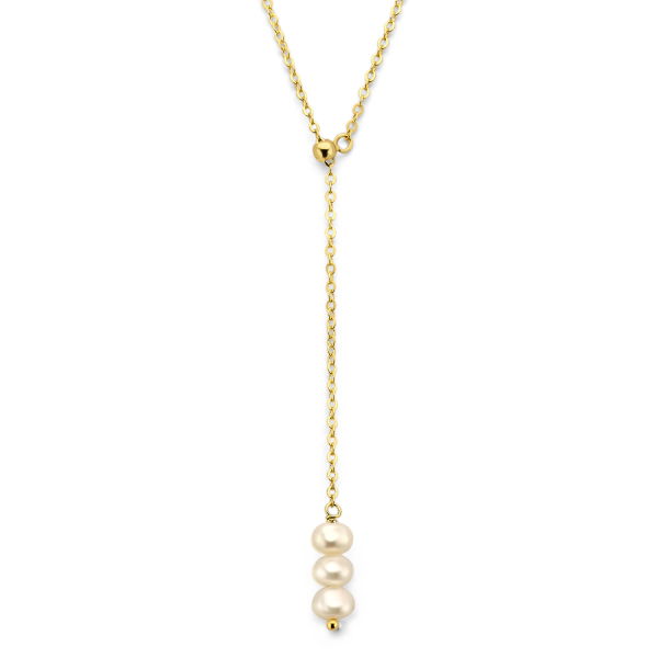 Y-Collier Silber 925 vergoldet - 3 Süßwasser-Zuchtperlen