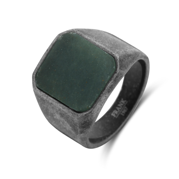 Frank 1967 Ring Grüner Jade Edelstahl - 18mm breit
