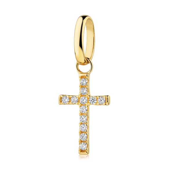 Anhänger Kreuz Gold 333 - 12 Zirkonia