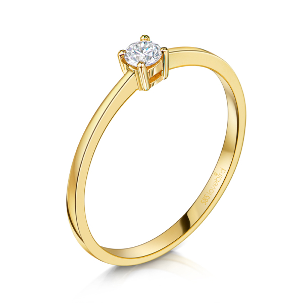 Lovebird Damenring Gelbgold 585 - Brillant 0,10 ct. - 4 Stotzen Fassung