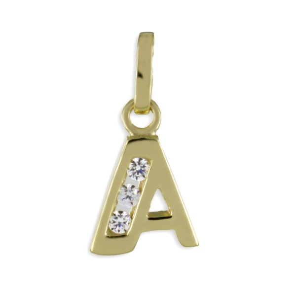 Buchstabenanhänger mit Zirkonia Gold 333 - Hochglanz