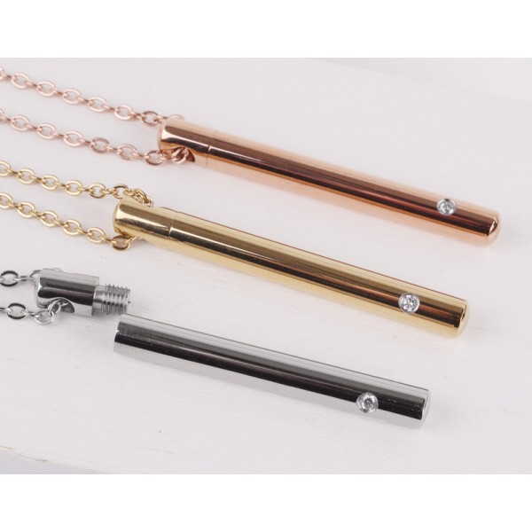 Ankerkette mit Kapsel-Anhänger Edelstahl PVD rosé - Zirkonia - Schraubbar - Bild 3
