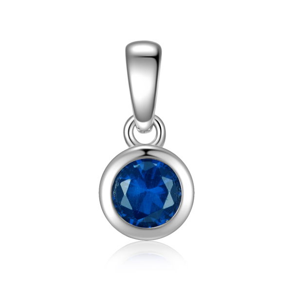 Anhänger Zirkonia Blau Silber 925 rhodiniert - Ø 7,5mm