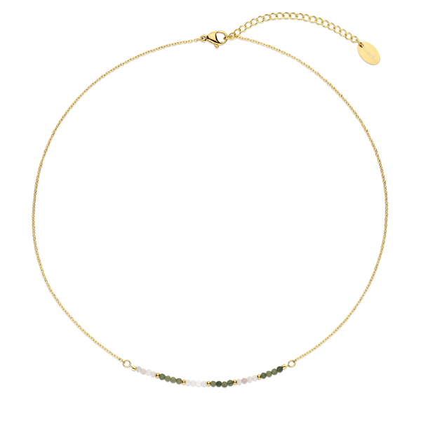 Lovebird Collier Rutilquarz/Smaragd Edelstahl IPG