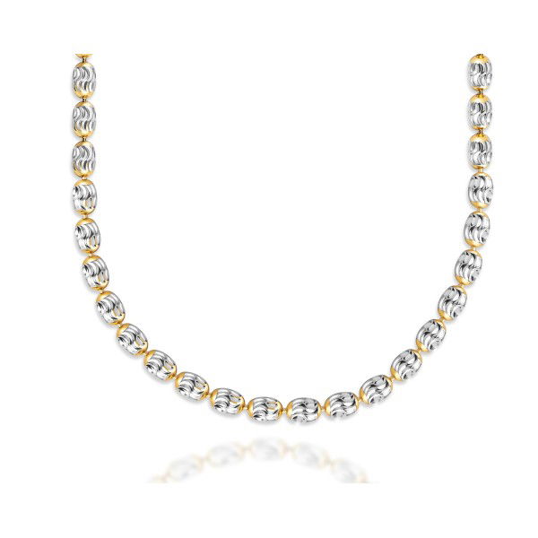 Kugelkette oval Silber 925 Bicolor - Diamantiert, teilvergoldet - 2,3mm