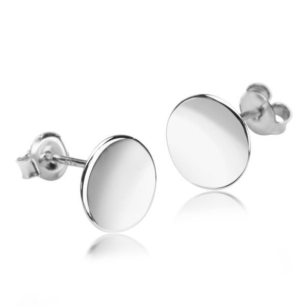 Ohrstecker Platte Silber 925 - Glänzend - Ø 10mm