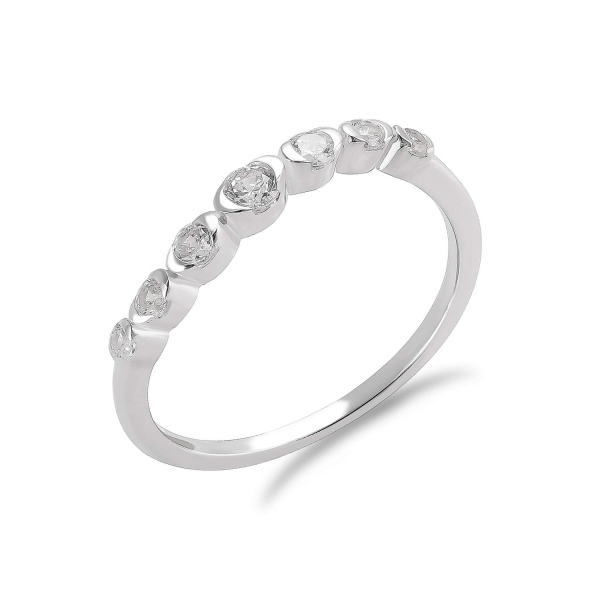 Ring Silber 925 rhodiniert - 7 Zirkonia - Hochglanz