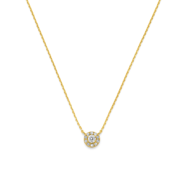 Collier 11 Zirkonia weiß Gold 585 - Ankerkette 43cm mit Zwischenösen