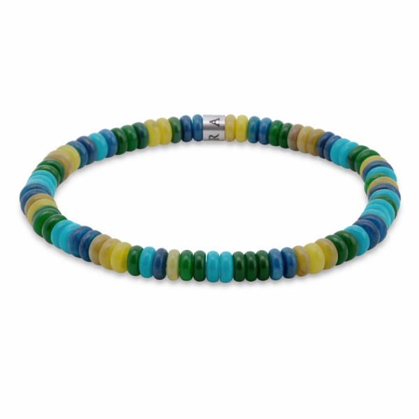 Frank 1967 Armband Disc Beads Edelstahl IPS - Hellblau, Blau, Grün, Senf