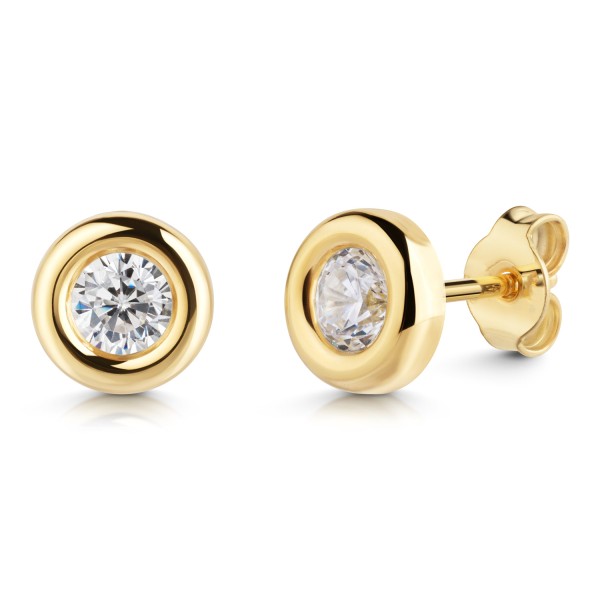 Ohrstecker mit Zirkonia Gold 333 - Ø 7mm - Recyceltes Gold