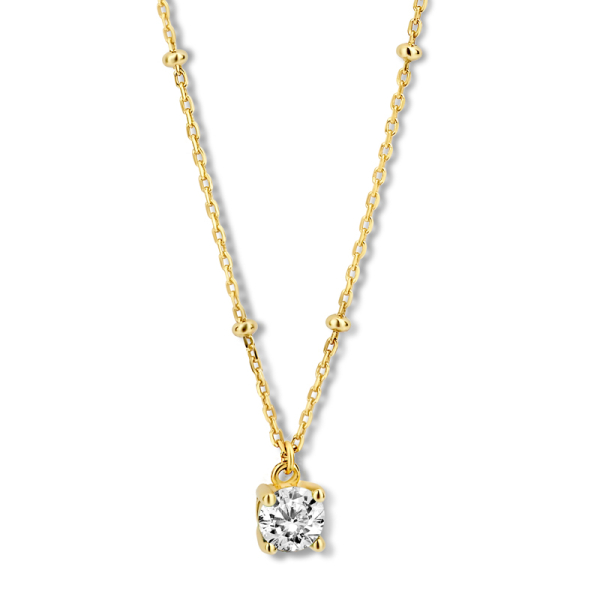 Collier mit Zirkonia Silber 925 vergoldet - 5mm - 40+5cm
