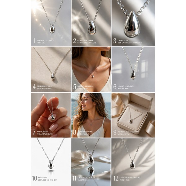 Collier Drop Silber 925 rhodiniert - Ankerkette 45cm - Bild 2