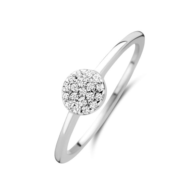 Damenring Rund Silber 925 rhodiniert - 19 Zirkonia