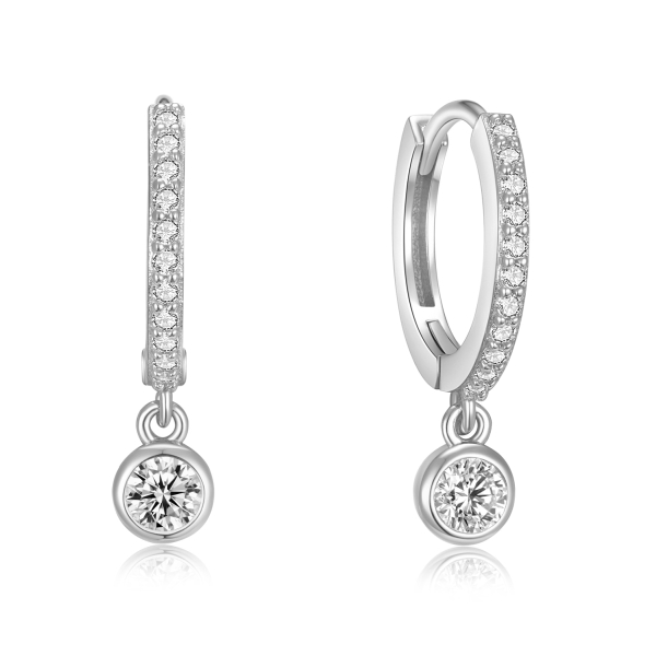 Klappcreolen mit Behang Silber 925 - 24 Zirkonia