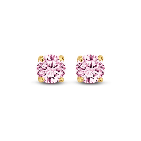 Ohrstecker Zirkonia rosa Gold 585 - 4mm - 4 Stotzen Fassung