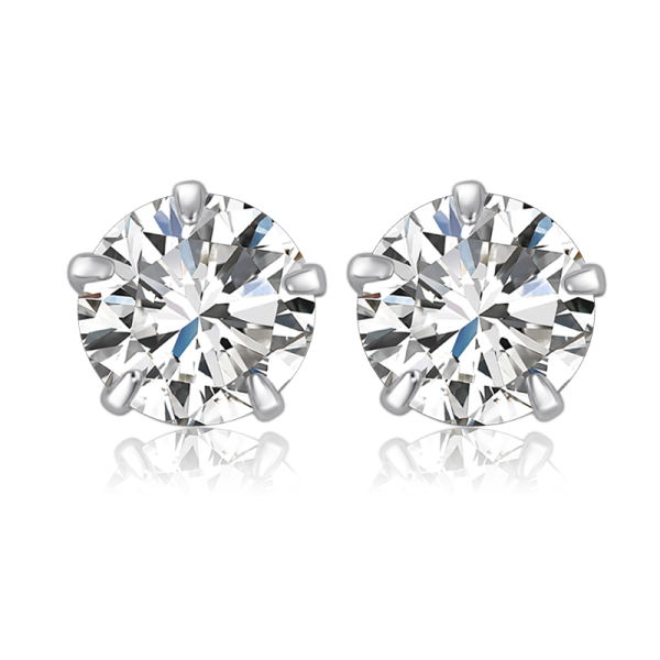 Lovebird Ohrstecker Silber 925 rhodiniert - Zirkonia 6mm - Qualität AAAA
