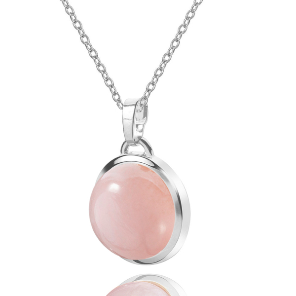 Collier mit Anhänger Chalcedon rosa Silber 925 - Hergestellt in Deutschland