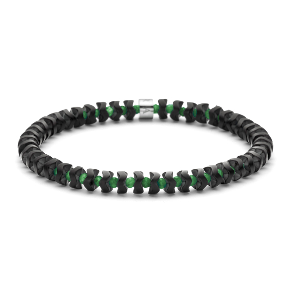 Frank 1967 Armband Edelstahl IPS - Grüner Achat und Hämatit 6mm