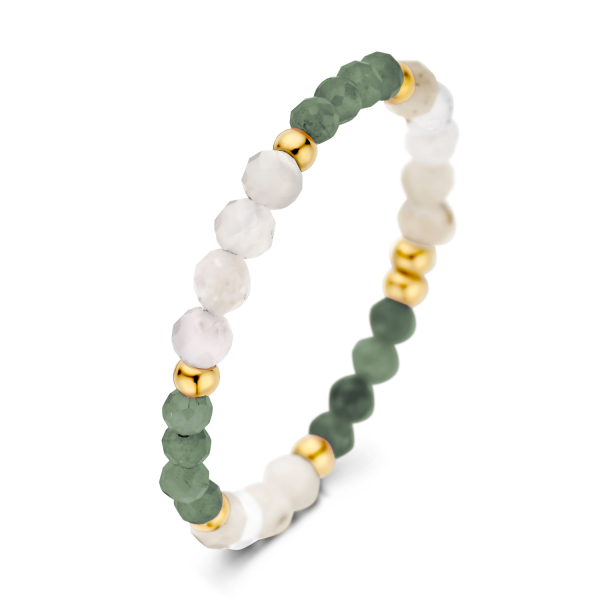 Lovebird Ring Edelstahl IPG - Rutilquarz und Smaragd