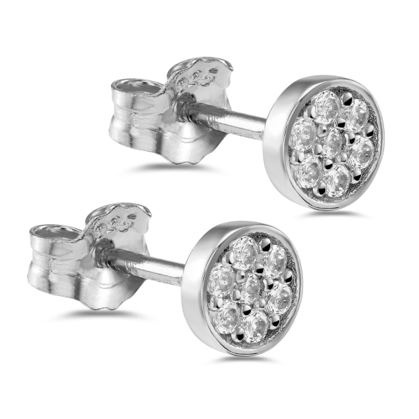 Lovebird Ohrstecker Silber 925 rhodiniert - 14 Zirkonia - 5,5mm
