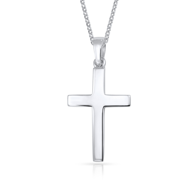 Anhänger Kreuz Silber 925 rhodiniert - Hochglanz - 24,5mm