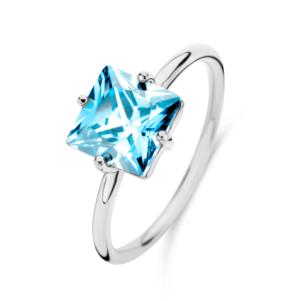 Damenring Zirkonia Hellblau Silber 925 - 8x8mm