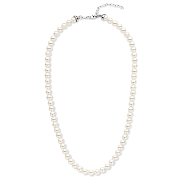 Collier mit Perlmutt-Perlen Silber 925 rhodiniert - Ø 6mm