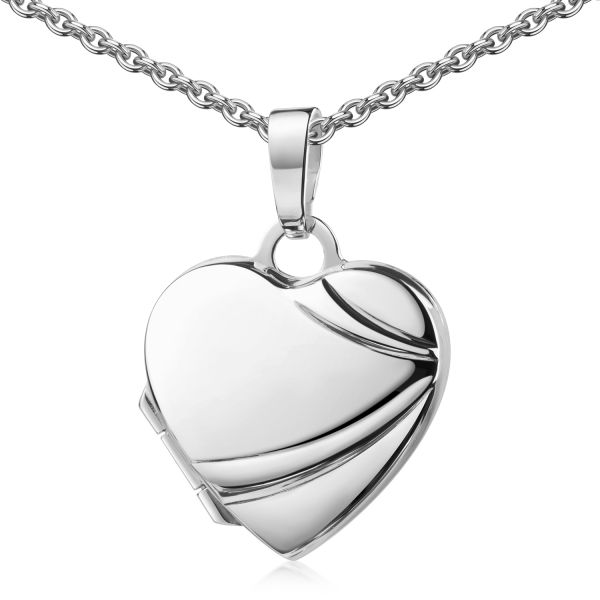 Herz Medaillon Silber 925 - gemustert - 15x14mm - gravierbar - Bild 2