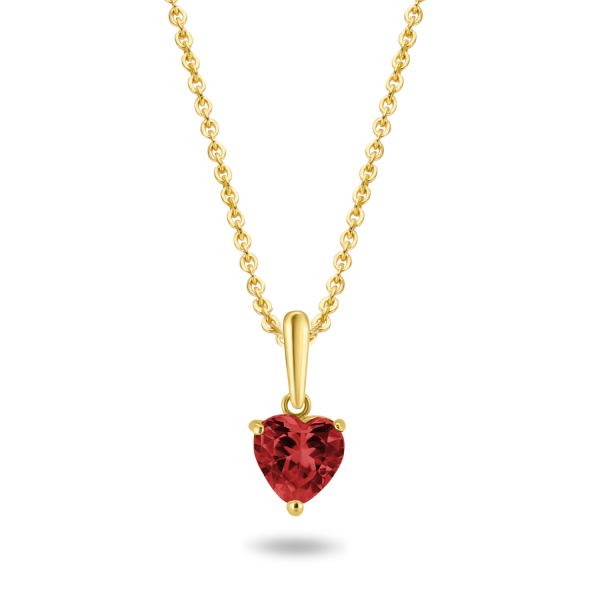 Collier mit Anhänger Herz Zirkonia rot Gold 585