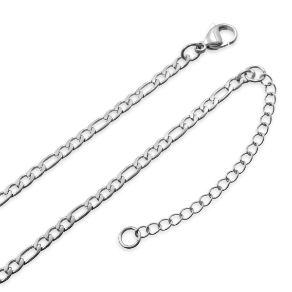Figarokette Edelstahl - 3mm breit - 40+5cm