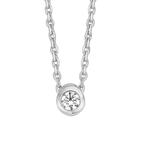 Collier mit Zirkonia Silber 925 rhodiniert - 3mm - Kugelkette 38+5cm