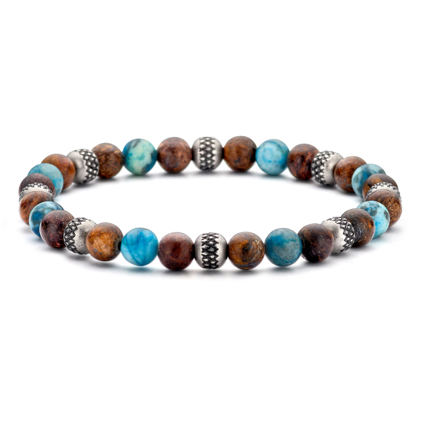 Frank 1967 Armband Edelstahl IPS - Achat und Ilmenit - 6,5mm