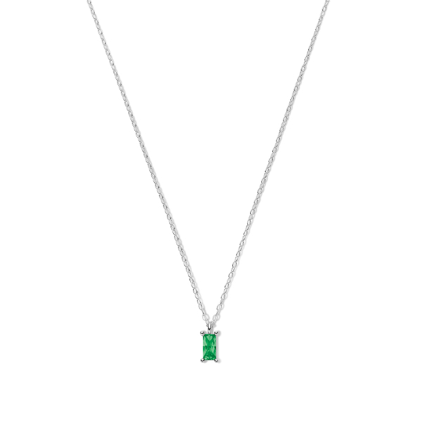Collier mit Zirkonia smaragdgrün Silber 925 rhodiniert - Baguetteschliff 6x3mm - Bild 2
