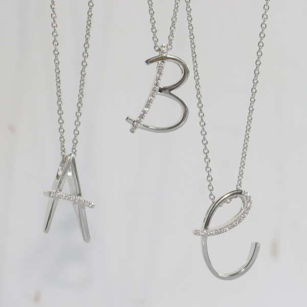 Buchstabenanhänger mit Zirkonia Silber 925 rhodiniert - 10x15mm - Bild 3