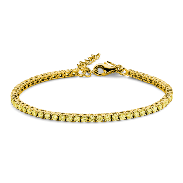 Tennisarmband Zirkonia gelb Silber 925 vergoldet - 3mm