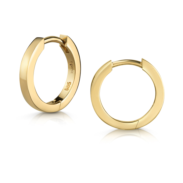 Lovebird Klappcreolen Gelbgold 585 - 14mm - 1,9mm breit