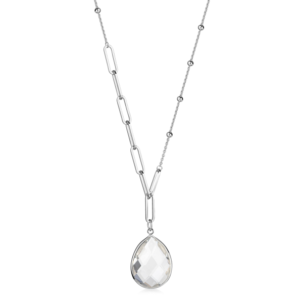 Y-Collier Silber 925 - Weißer Quarz in Tropfenform - Bild 2