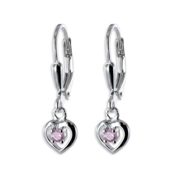 Ohrhänger Herz Silber 925 - Zirkonia Rosa