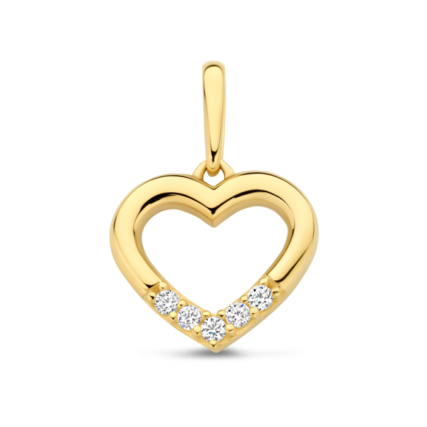 Anhänger Herz Gold 585 - 5 Zirkonia
