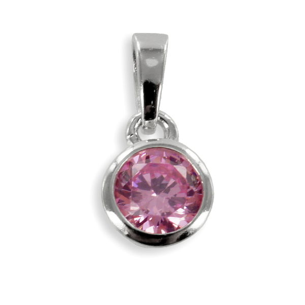 Anhänger Zirkonia Rosé Silber 925 rhodiniert - 5mm