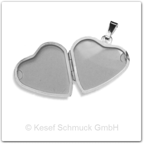 Medaillon Herz Silber 925 - Teilmatt - Gravierbar - Bild 2