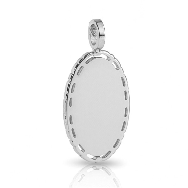 Anhänger Gravurplatte oval mit Bordüre Edelstahl - 20x13mm - Filigrane Bordüre