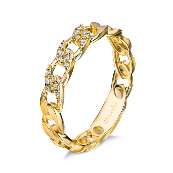 Lovebird Damen-Kettenring Gelbgold 333 - 18 Zirkonia - Teilmattiert