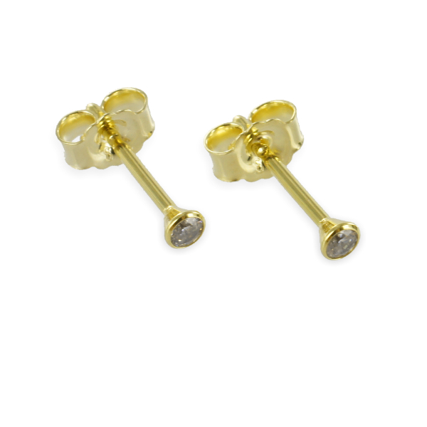 Ohrstecker mit Zirkonia 2mm Gold 333